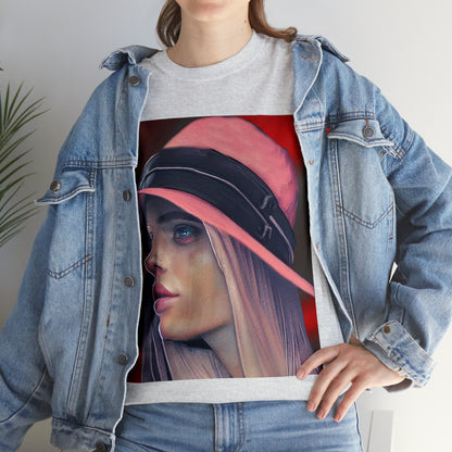 LADY IN PINK HAT - Airt on a Shirt  - Unisex Heavy Cotton Tee - AUS