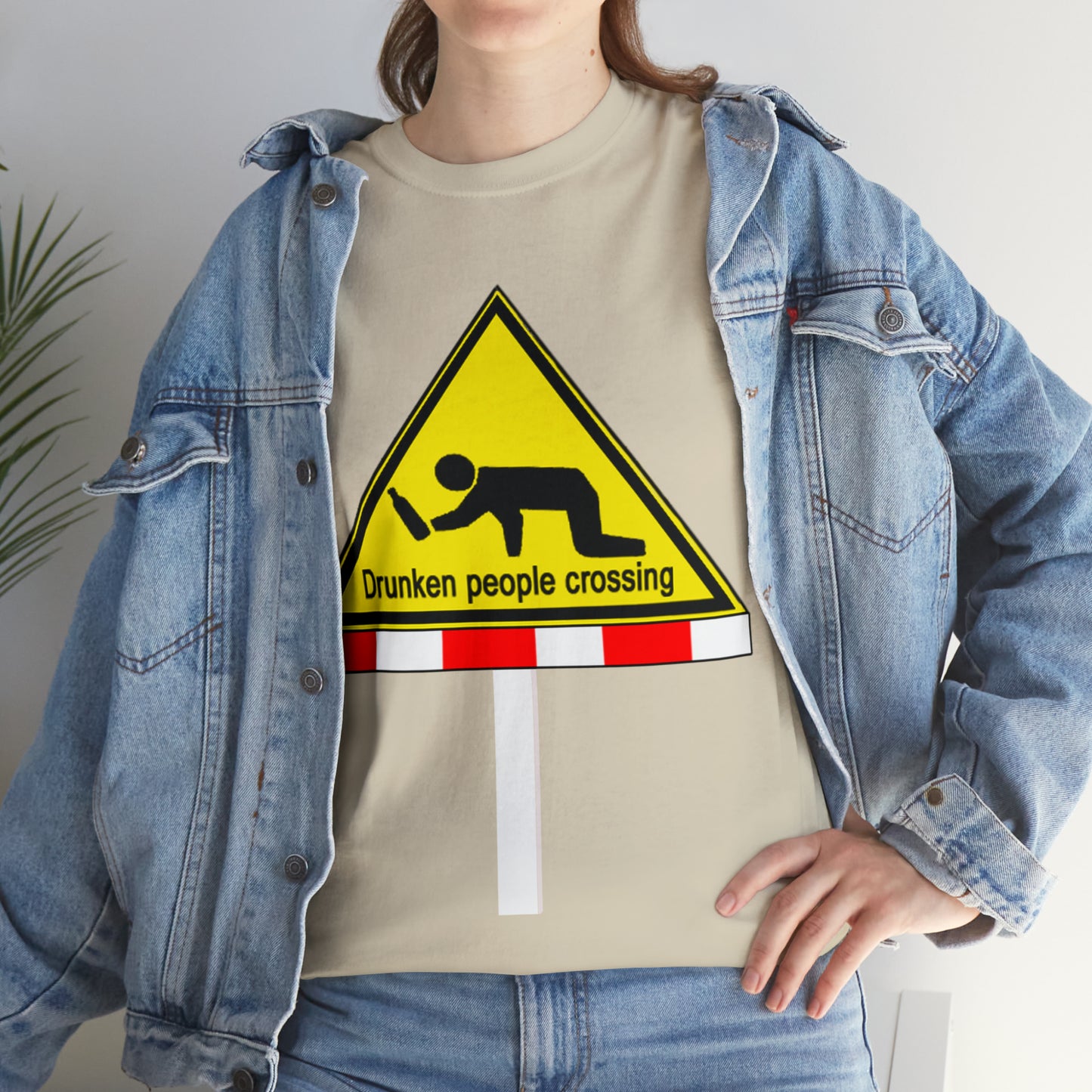 DRU**** PEOPLE CROSSING FUNNY SIGN T-SHIRT - Unisex Heavy Cotton Tee - AUS
