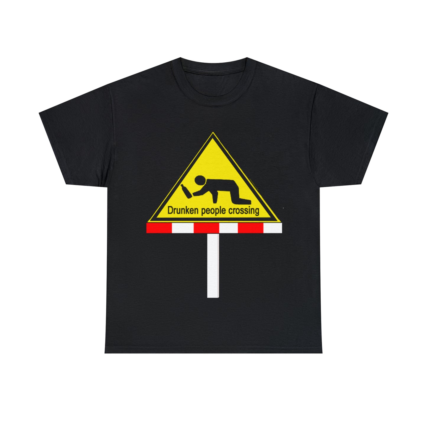 DRU**** PEOPLE CROSSING FUNNY SIGN T-SHIRT - Unisex Heavy Cotton Tee - AUS