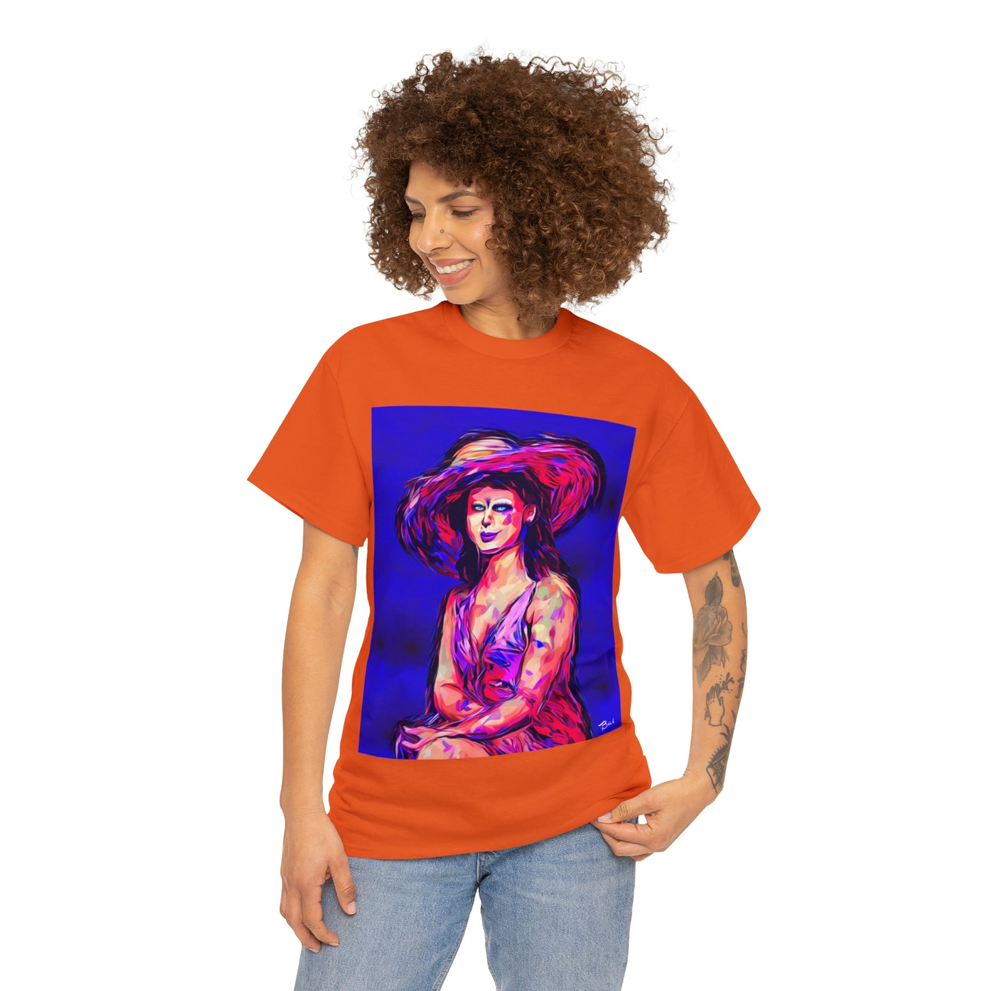 LADY IN SUN HAT - Airt on a Shirt  - Unisex Heavy Cotton Tee - AUS