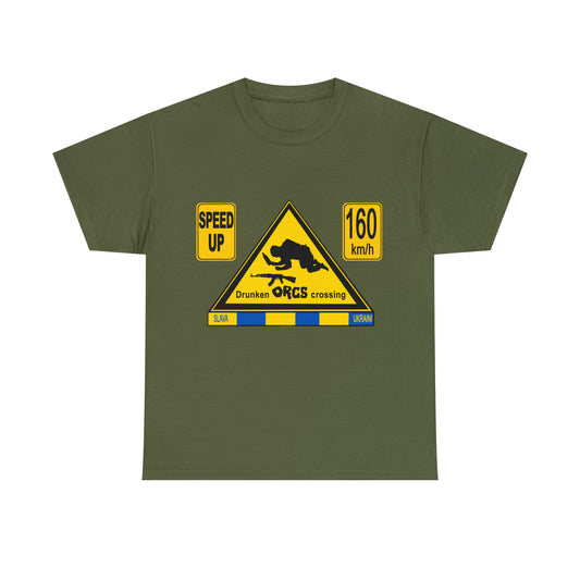 DRU**** ORCS CROSSING - 160 Km/h/SPEED UP - Unisex Heavy Cotton Tee - AUS