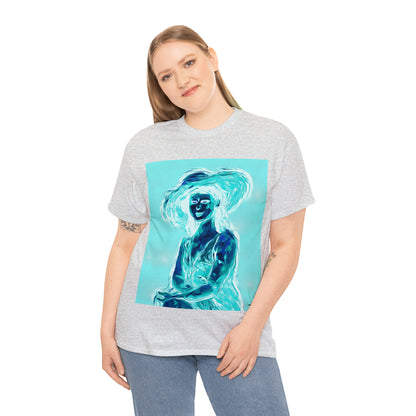 LADY IN SUN HAT (an Inversion in Red) - Airt on a Shirt  - Unisex Heavy Cotton Tee - AUS
