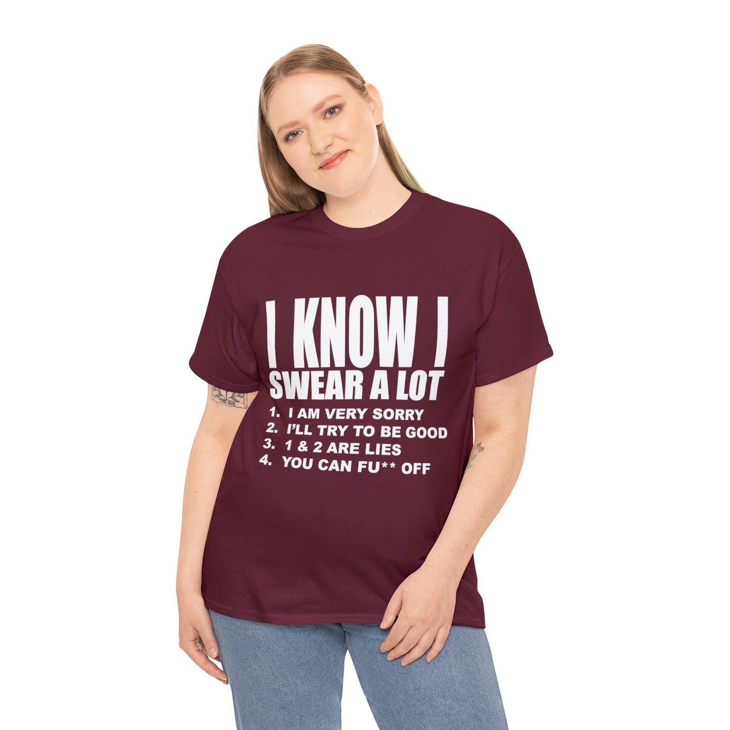 I KNOW I SWEAR A LOT (Po**** Version) - Unisex Heavy Cotton Tee - AUS