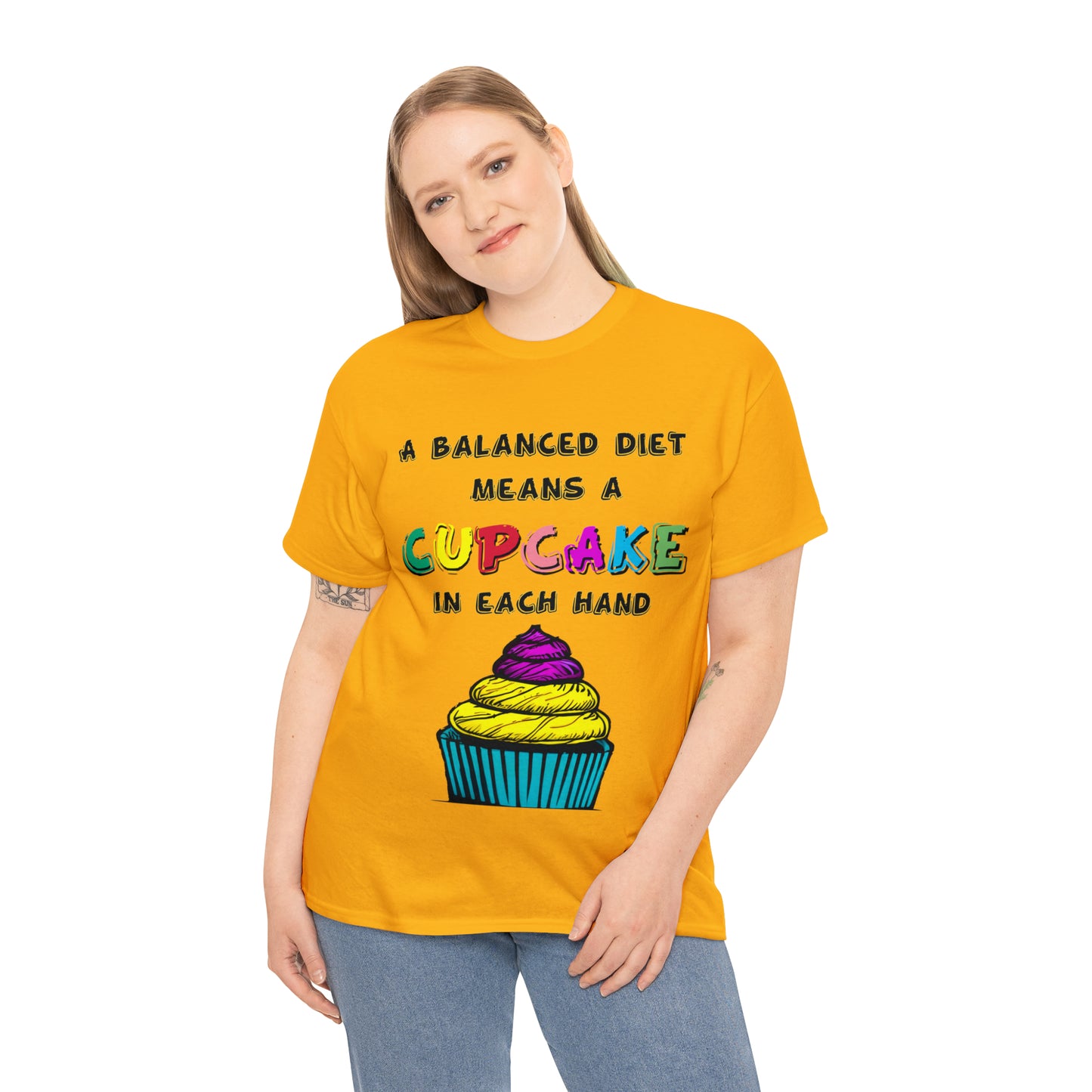 A Balanced Life is a CUPCAKE in Each Hand...  - Unisex Heavy Cotton Tee - AUS