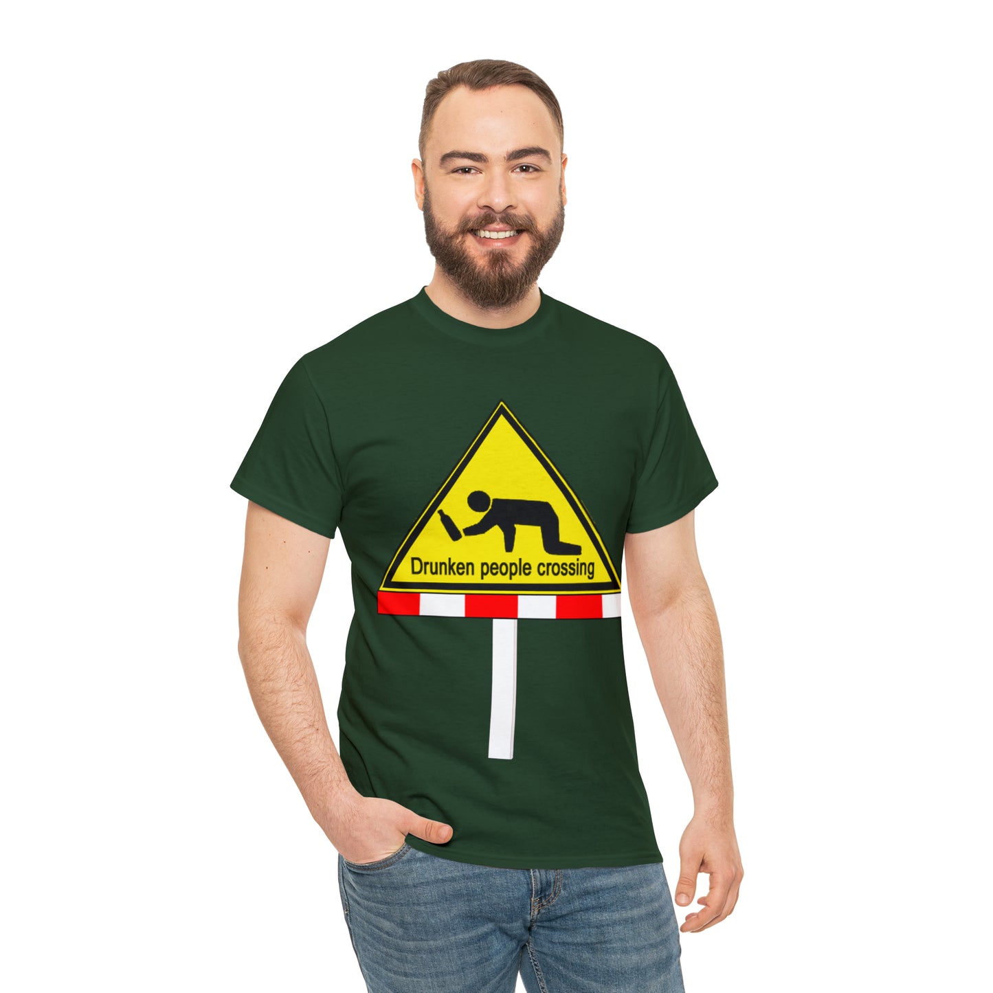 DRU**** PEOPLE CROSSING FUNNY SIGN T-SHIRT - Unisex Heavy Cotton Tee - AUS