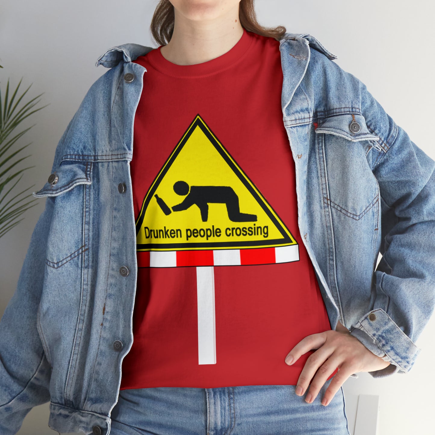 DRU**** PEOPLE CROSSING FUNNY SIGN T-SHIRT - Unisex Heavy Cotton Tee - AUS