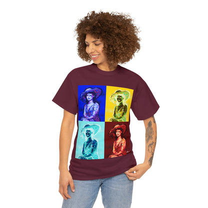 LADY IN SUN HAT (a Warhol Interpretation) - Airt on a Shirt  - Unisex Heavy Cotton Tee - AUS