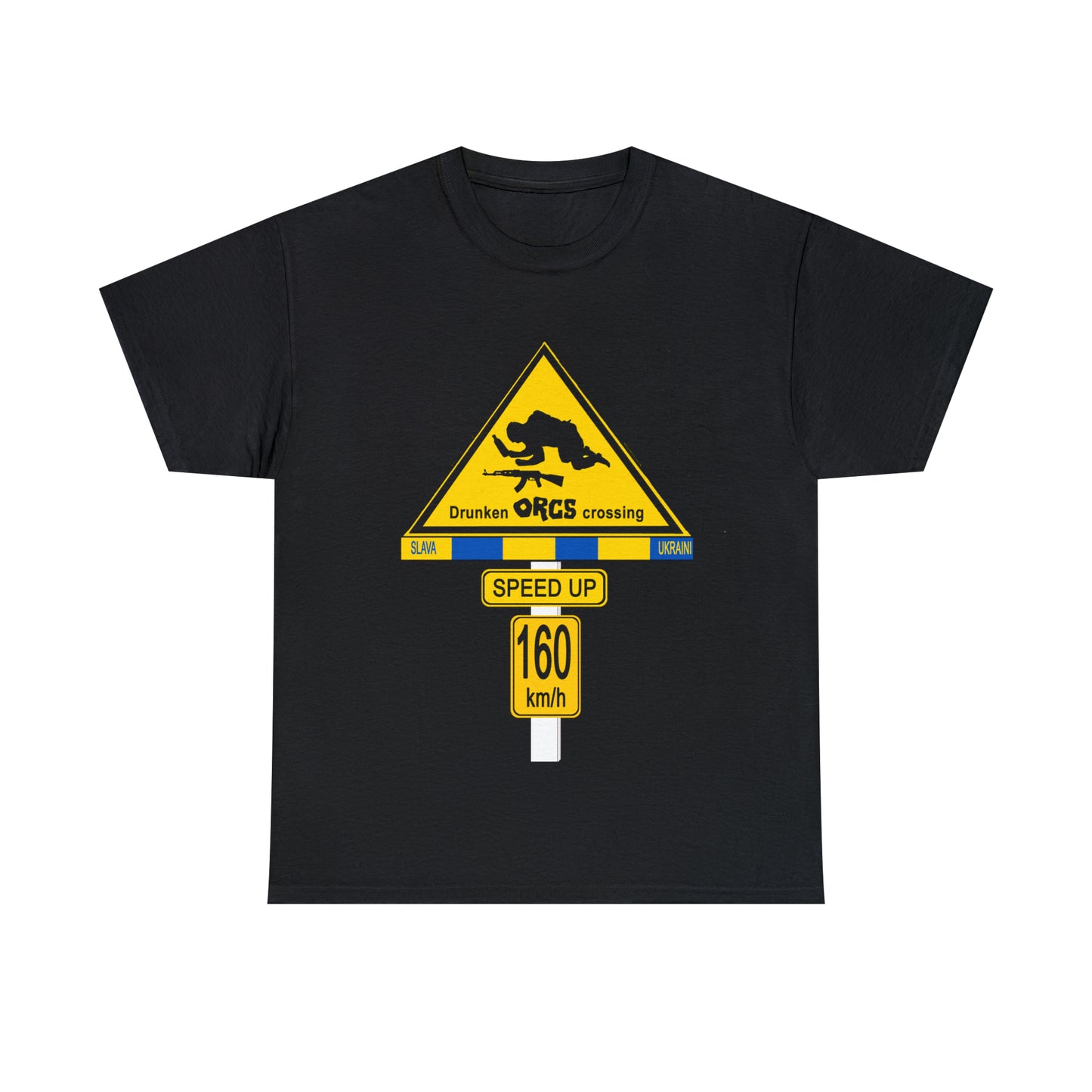 DRU**** ORCS CROSSING UKRAINE SUPPORTER T-SHIRT - Unisex Heavy Cotton Tee - AUS