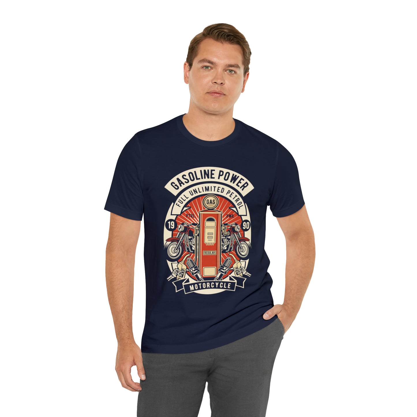 GASOLINE POWER Motorcycle - Unisex Jersey Short Sleeve Tee