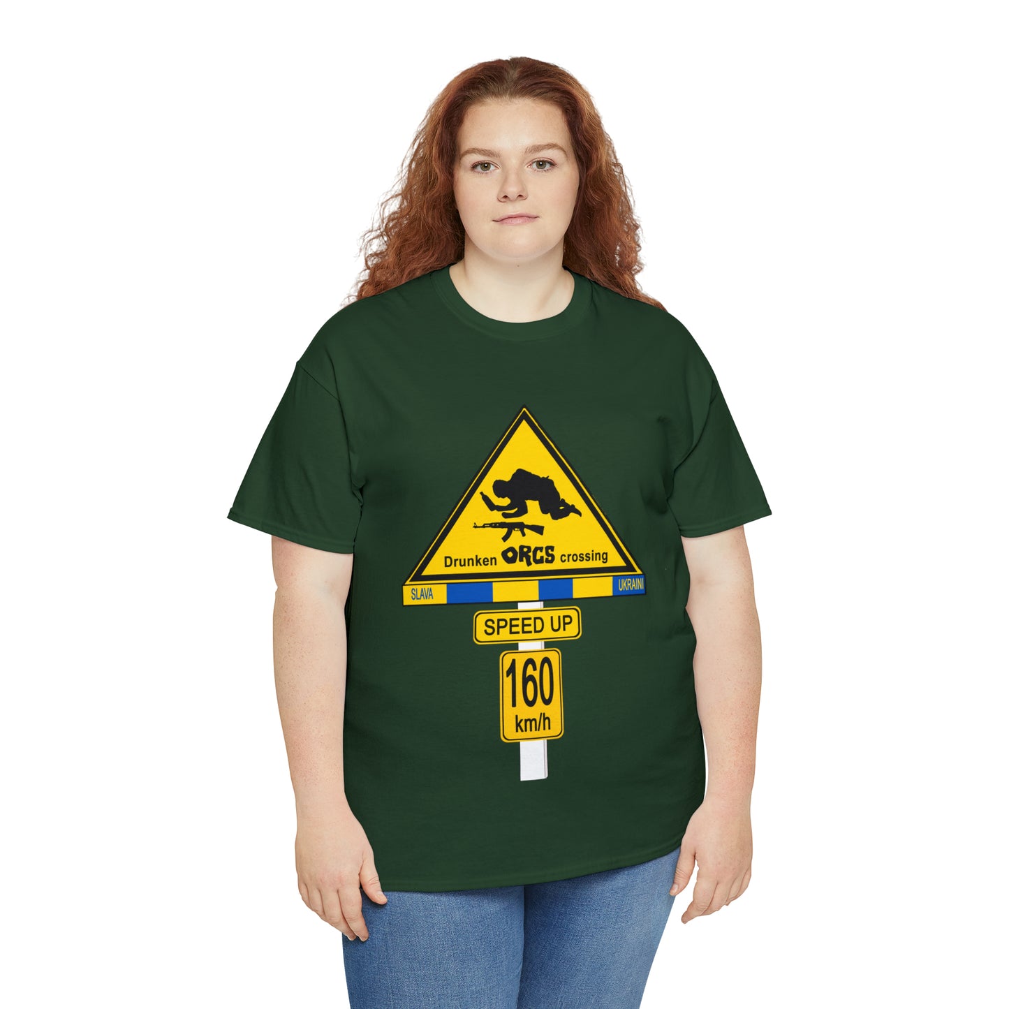 DRU**** ORCS CROSSING UKRAINE SUPPORTER T-SHIRT - Unisex Heavy Cotton Tee - AUS