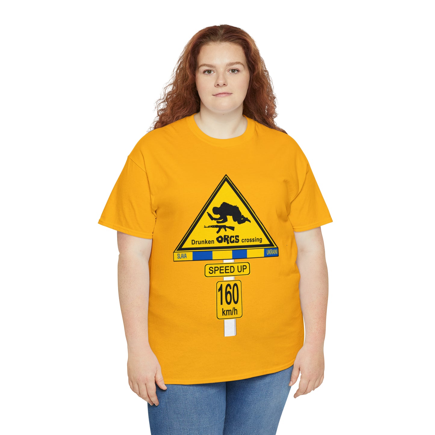 DRU**** ORCS CROSSING UKRAINE SUPPORTER T-SHIRT - Unisex Heavy Cotton Tee - AUS