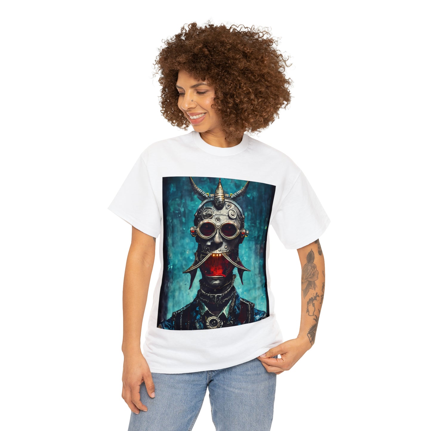 CYBER-STEAMPUNK BOUNTY-HUNTER - Airt on a Shirt  - Unisex Heavy Cotton Tee - AUS