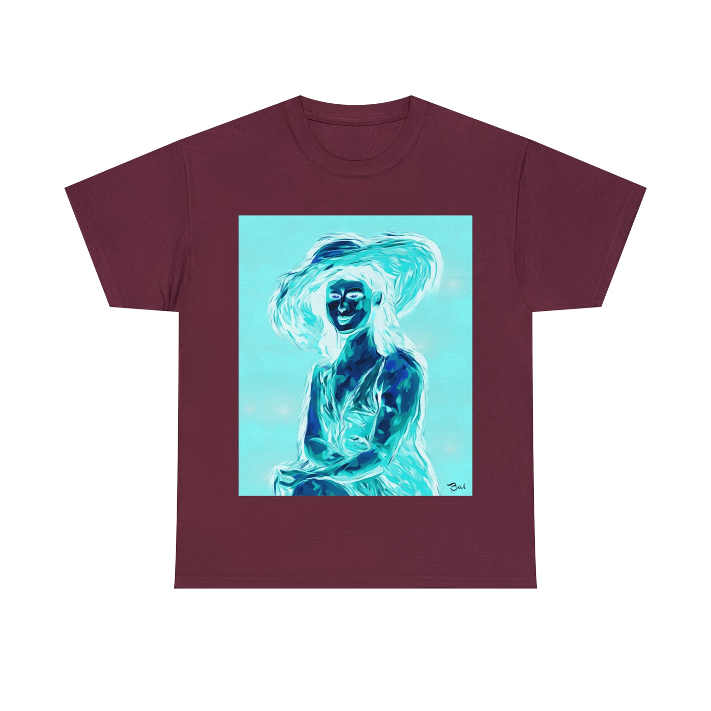LADY IN SUN HAT (an Inversion in Red) - Airt on a Shirt  - Unisex Heavy Cotton Tee - AUS