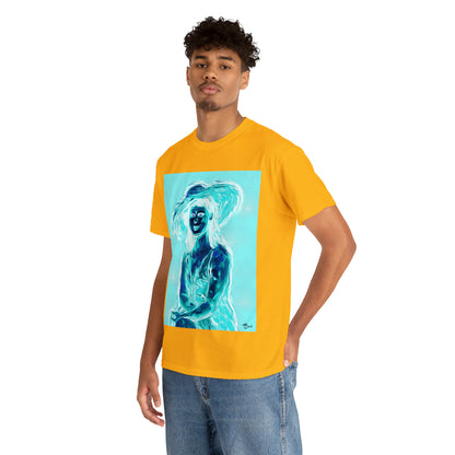 LADY IN SUN HAT (an Inversion in Red) - Airt on a Shirt  - Unisex Heavy Cotton Tee - AUS