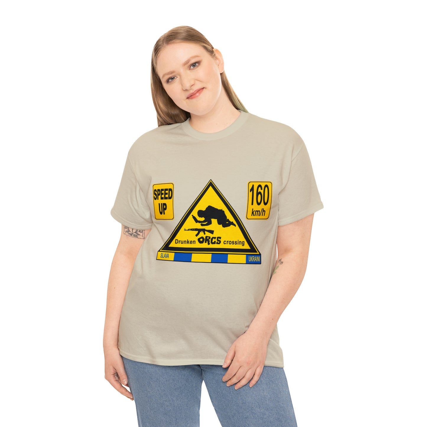 DRU**** ORCS CROSSING - 160 Km/h/SPEED UP - Unisex Heavy Cotton Tee - AUS