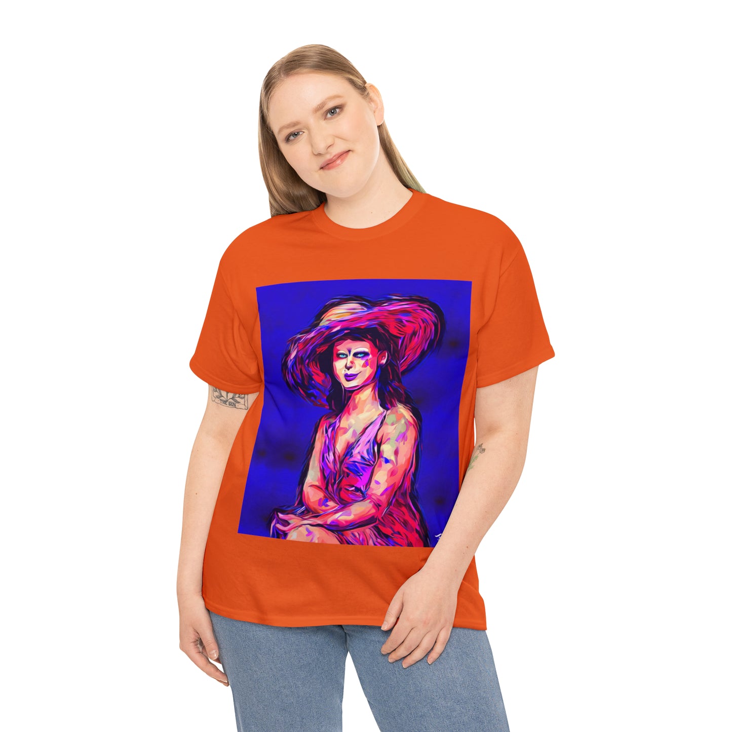 LADY IN SUN HAT - Airt on a Shirt  - Unisex Heavy Cotton Tee - AUS