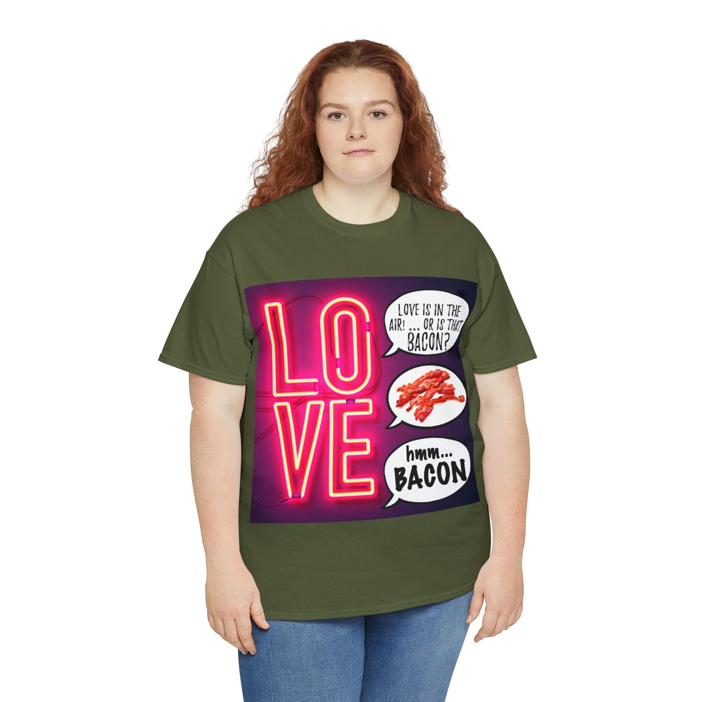 LOVE in in the AIR... or is that BACON? - Unisex Heavy Cotton Tee