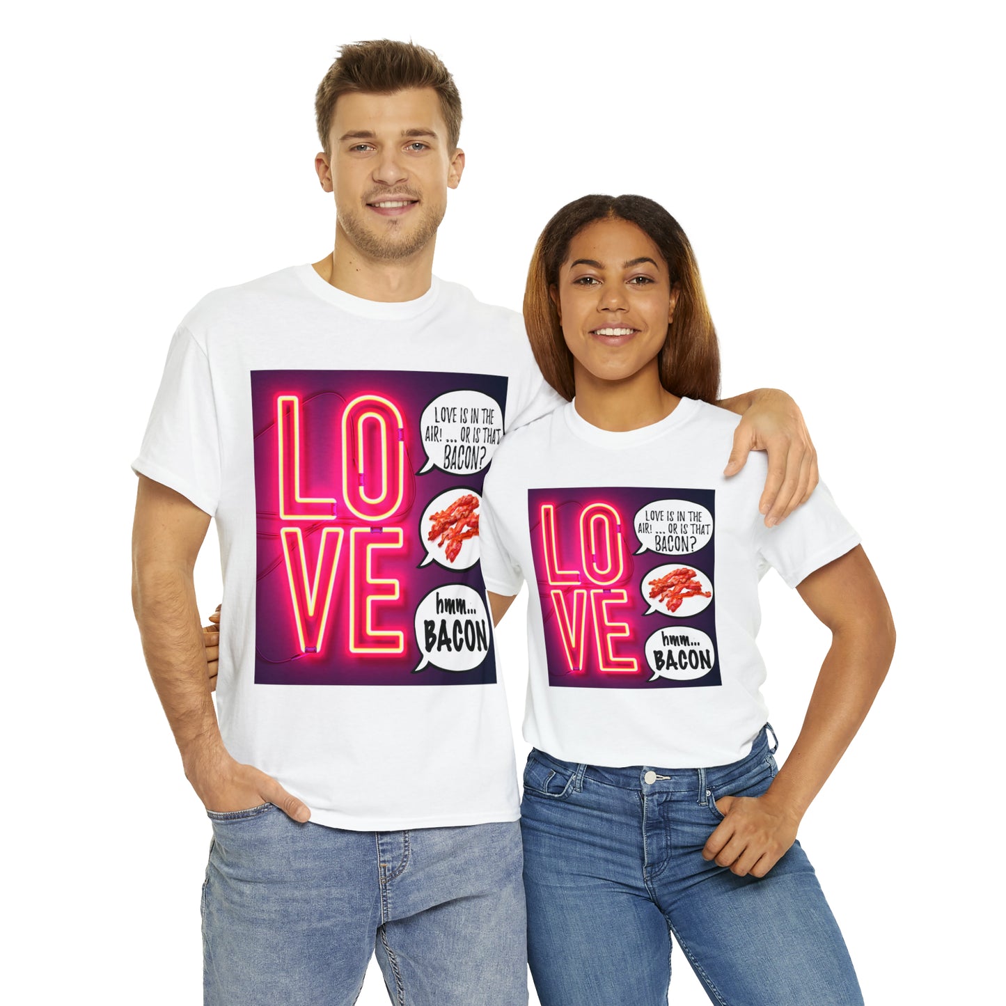 LOVE in in the AIR... or is that BACON? - Unisex Heavy Cotton Tee