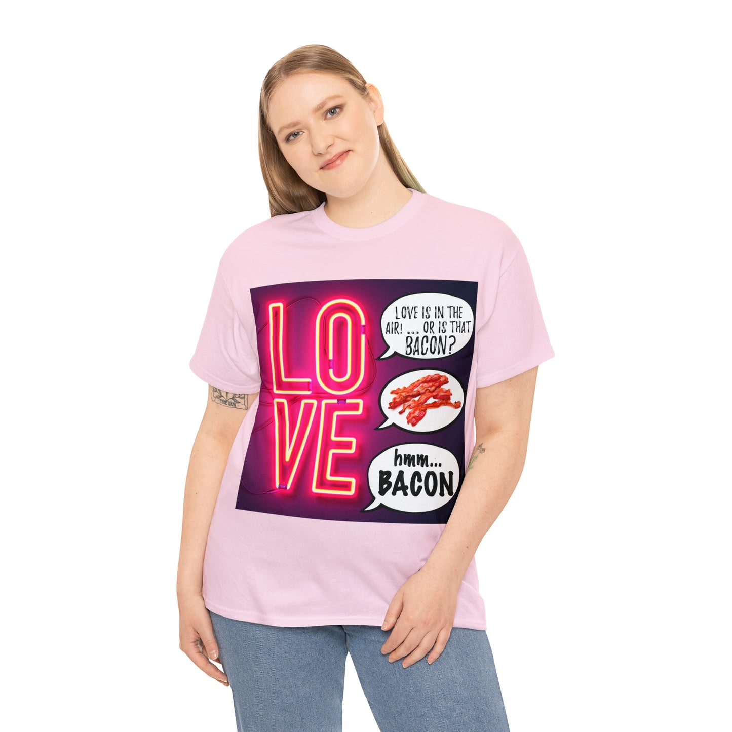 LOVE in in the AIR... or is that BACON? - Unisex Heavy Cotton Tee