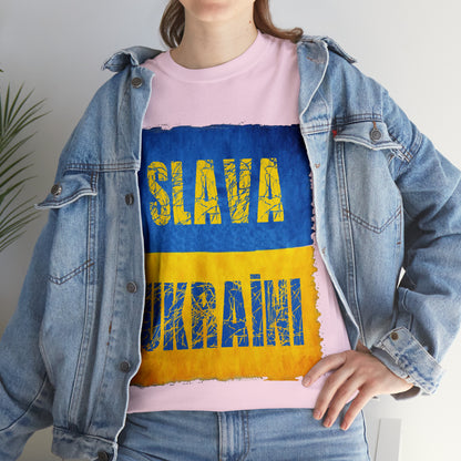 "SLAVA UKRAINI" FLAG - Unisex Heavy Cotton Tee