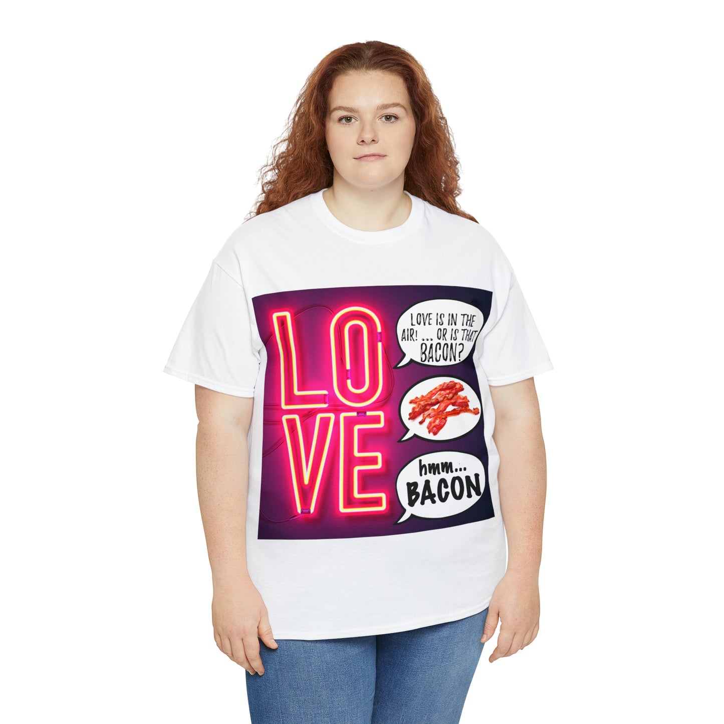 LOVE in in the AIR... or is that BACON? - Unisex Heavy Cotton Tee