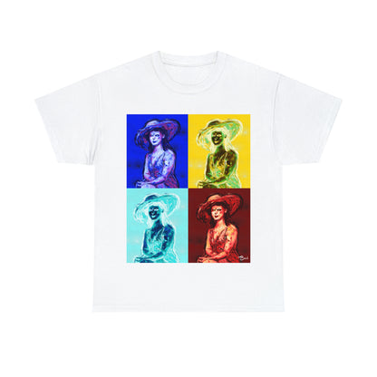 LADY IN SUN HAT (a Warhol Interpretation) - Airt on a Shirt  - Unisex Heavy Cotton Tee - AUS