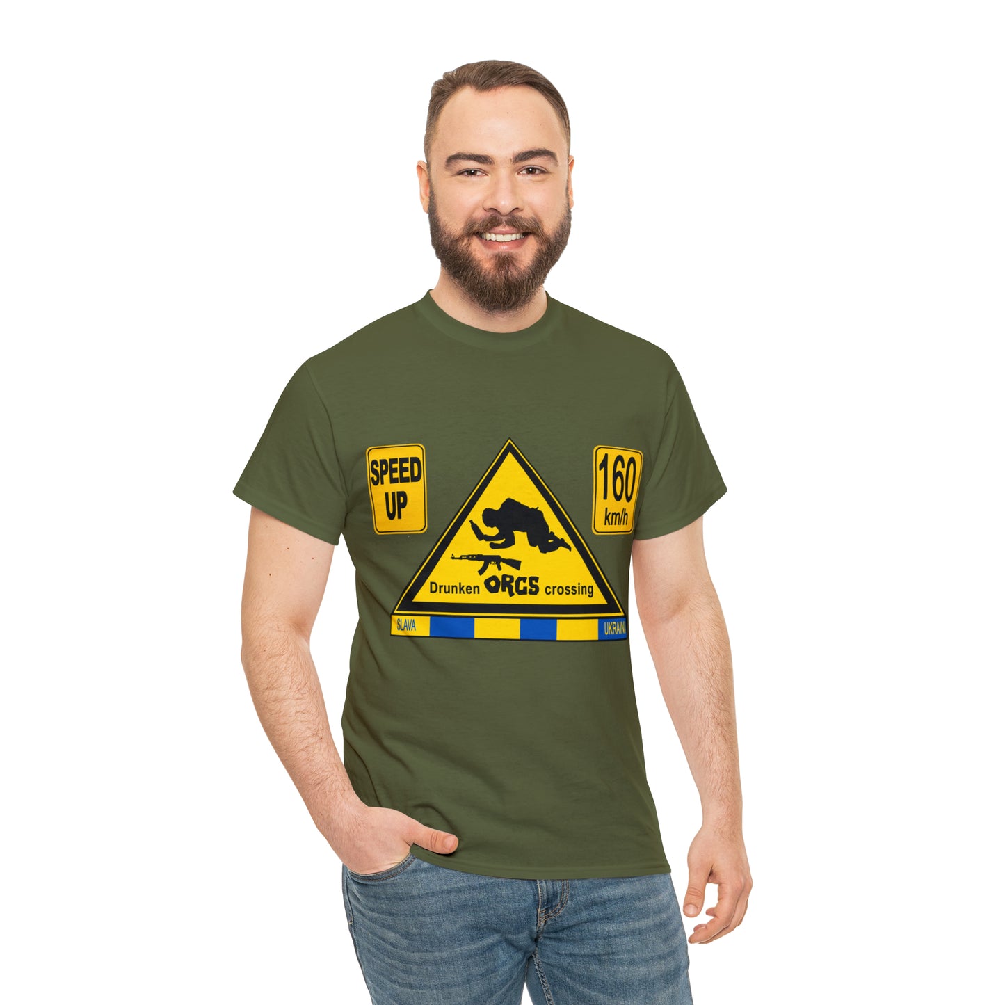 DRU**** ORCS CROSSING - 160 Km/h/SPEED UP - Unisex Heavy Cotton Tee - AUS