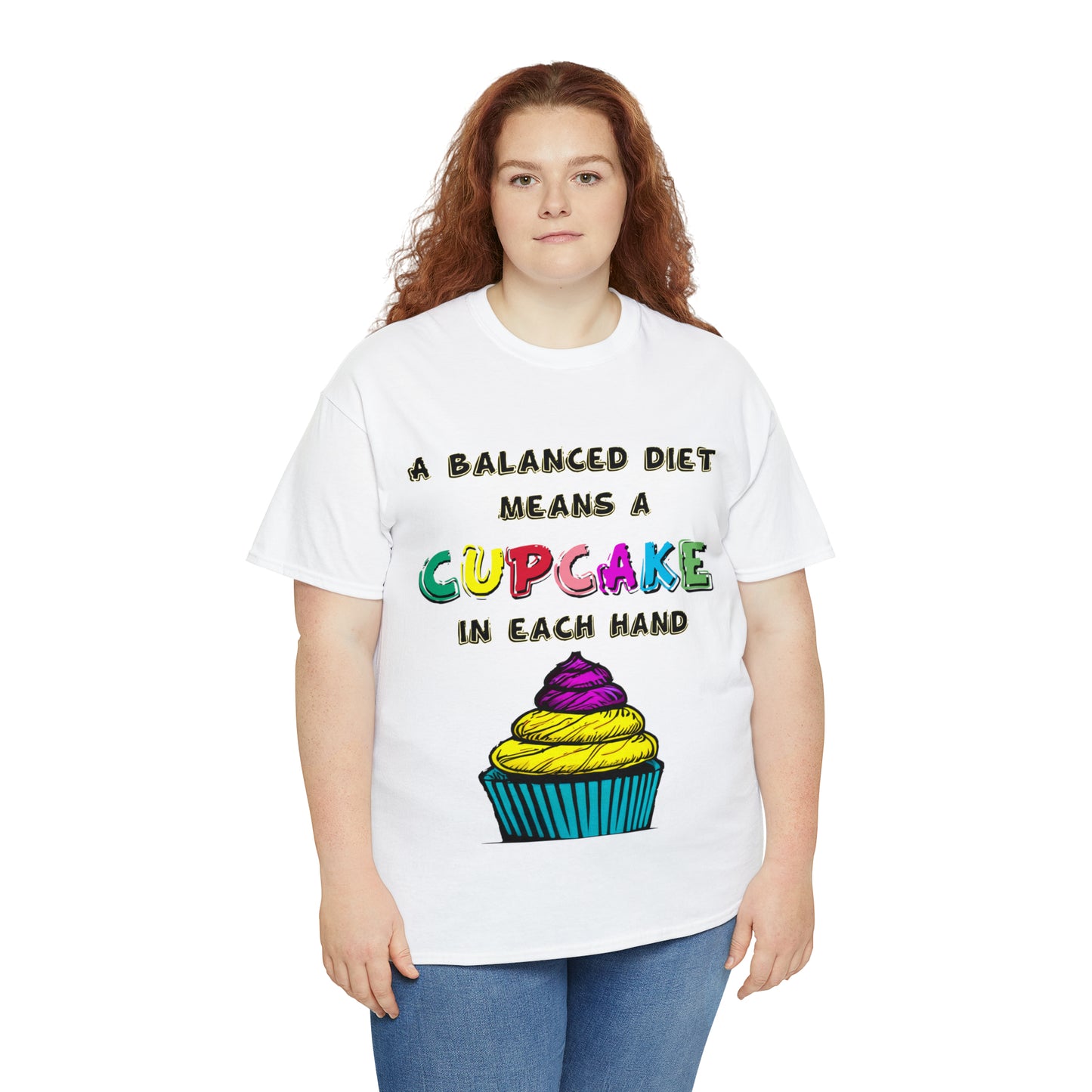 A Balanced Life is a CUPCAKE in Each Hand...  - Unisex Heavy Cotton Tee - AUS