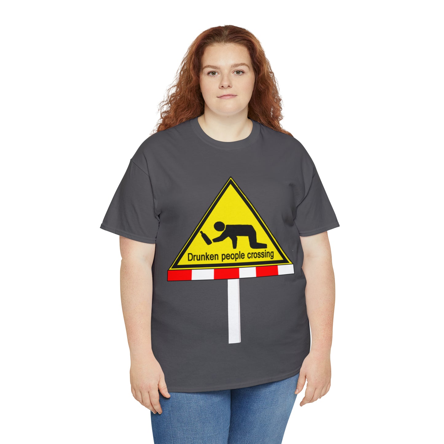 DRU**** PEOPLE CROSSING FUNNY SIGN T-SHIRT - Unisex Heavy Cotton Tee - AUS