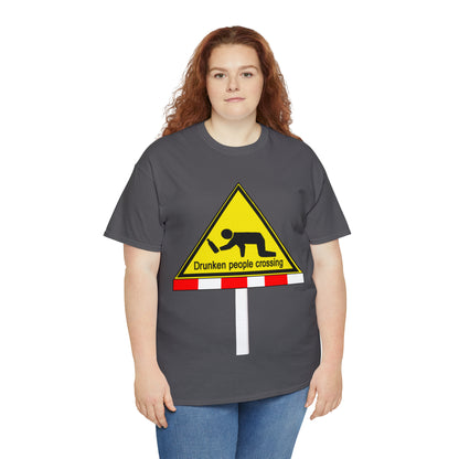 DRU**** PEOPLE CROSSING FUNNY SIGN T-SHIRT - Unisex Heavy Cotton Tee - AUS