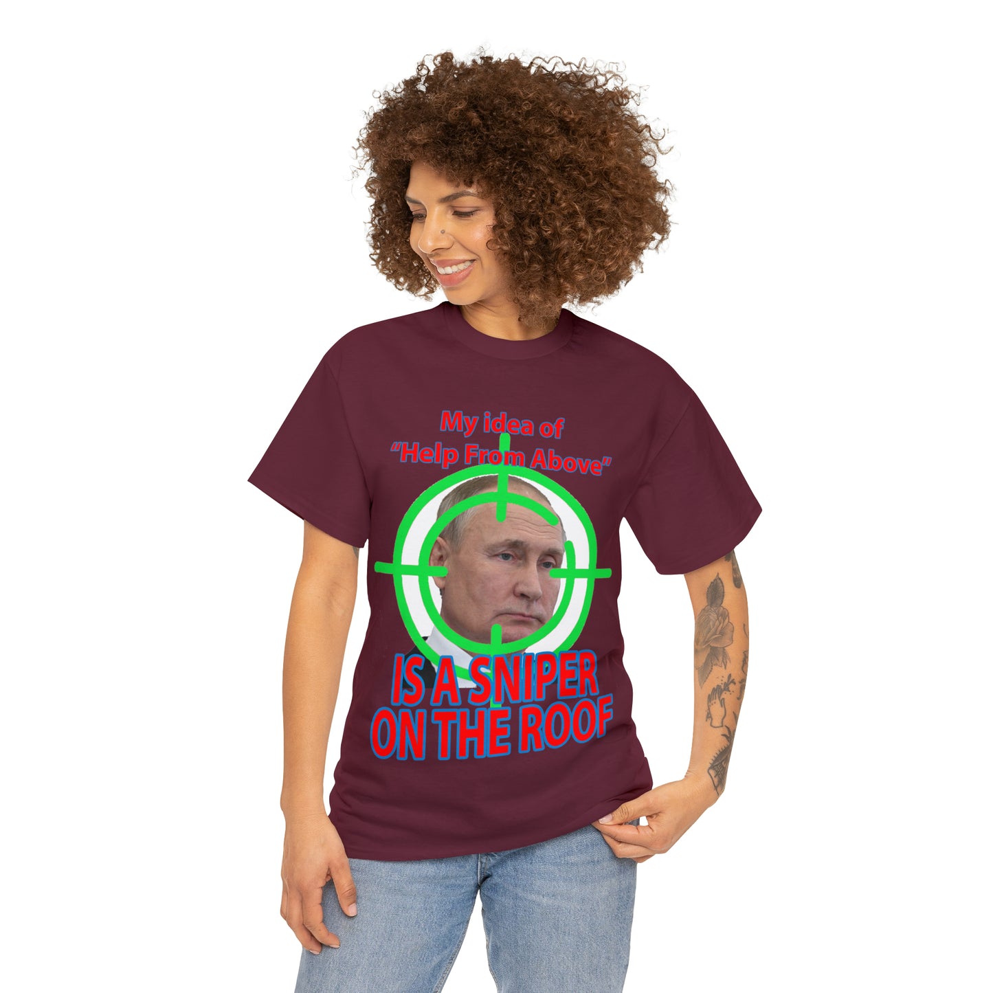 Help from Above SNIPER ON THE ROOF - Funny Unisex Heavy Cotton Tee - AUS