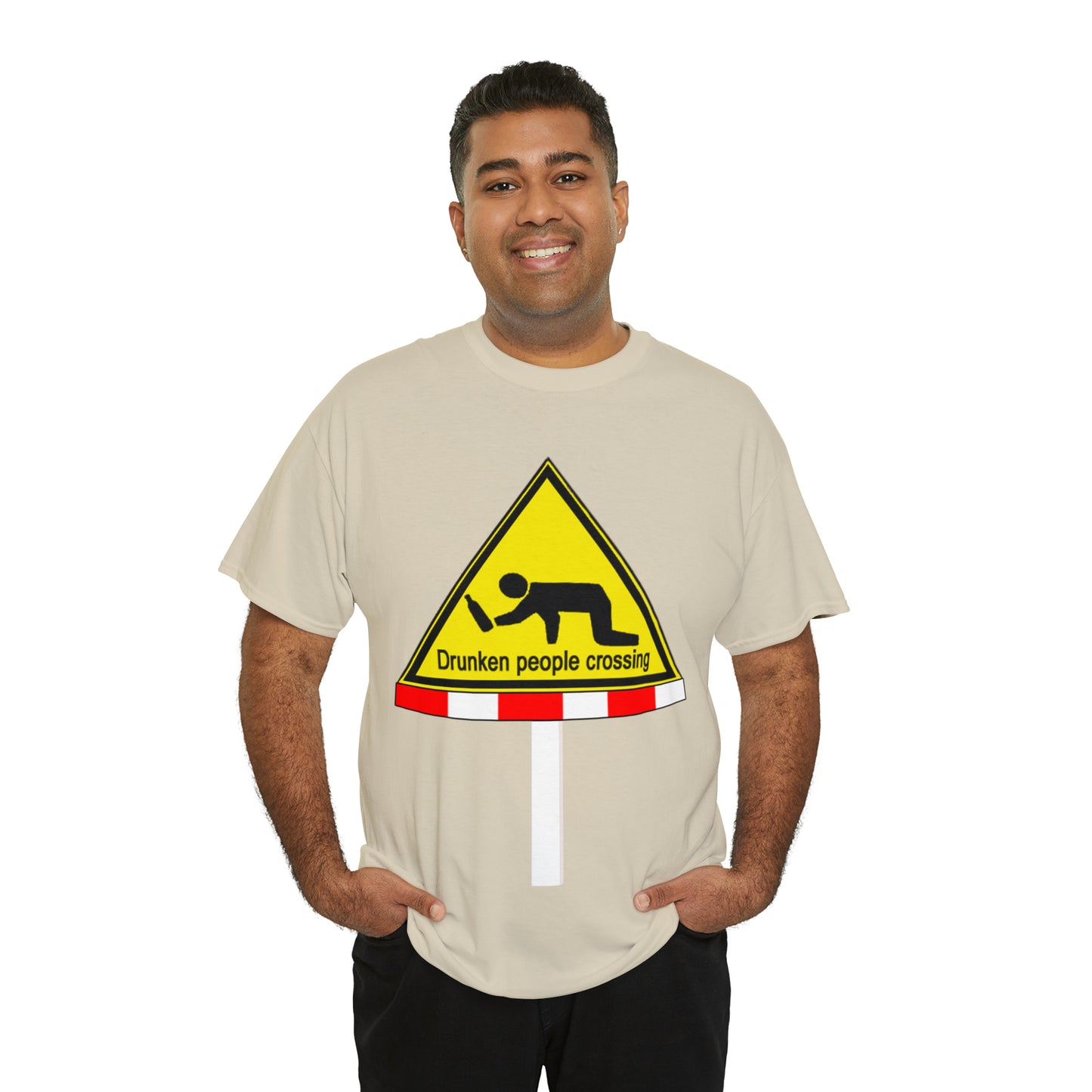 DRU**** PEOPLE CROSSING FUNNY SIGN T-SHIRT - Unisex Heavy Cotton Tee - AUS