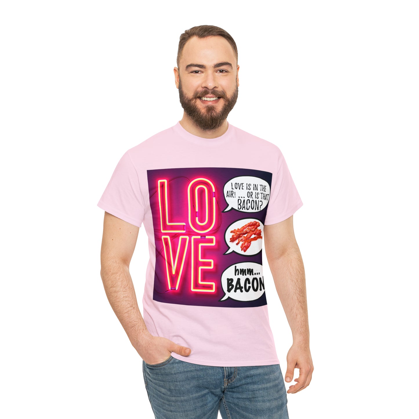 LOVE in in the AIR... or is that BACON? - Unisex Heavy Cotton Tee