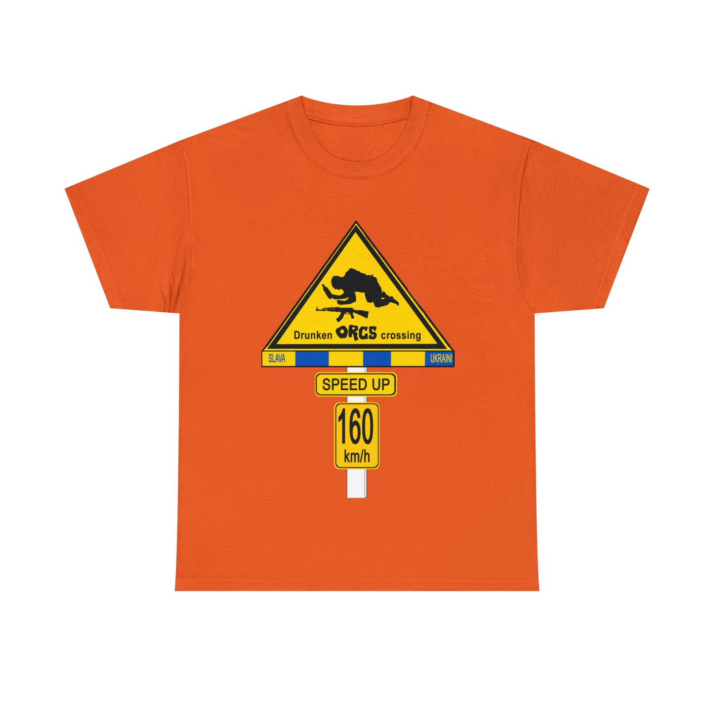 DRU**** ORCS CROSSING UKRAINE SUPPORTER T-SHIRT - Unisex Heavy Cotton Tee - AUS