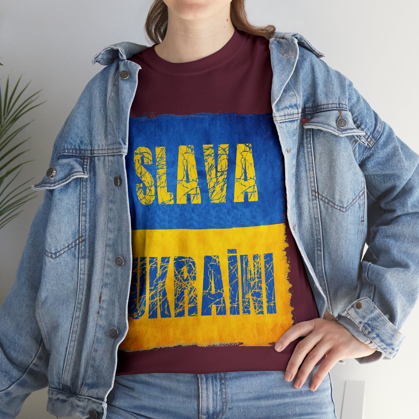 "SLAVA UKRAINI" FLAG - Unisex Heavy Cotton Tee