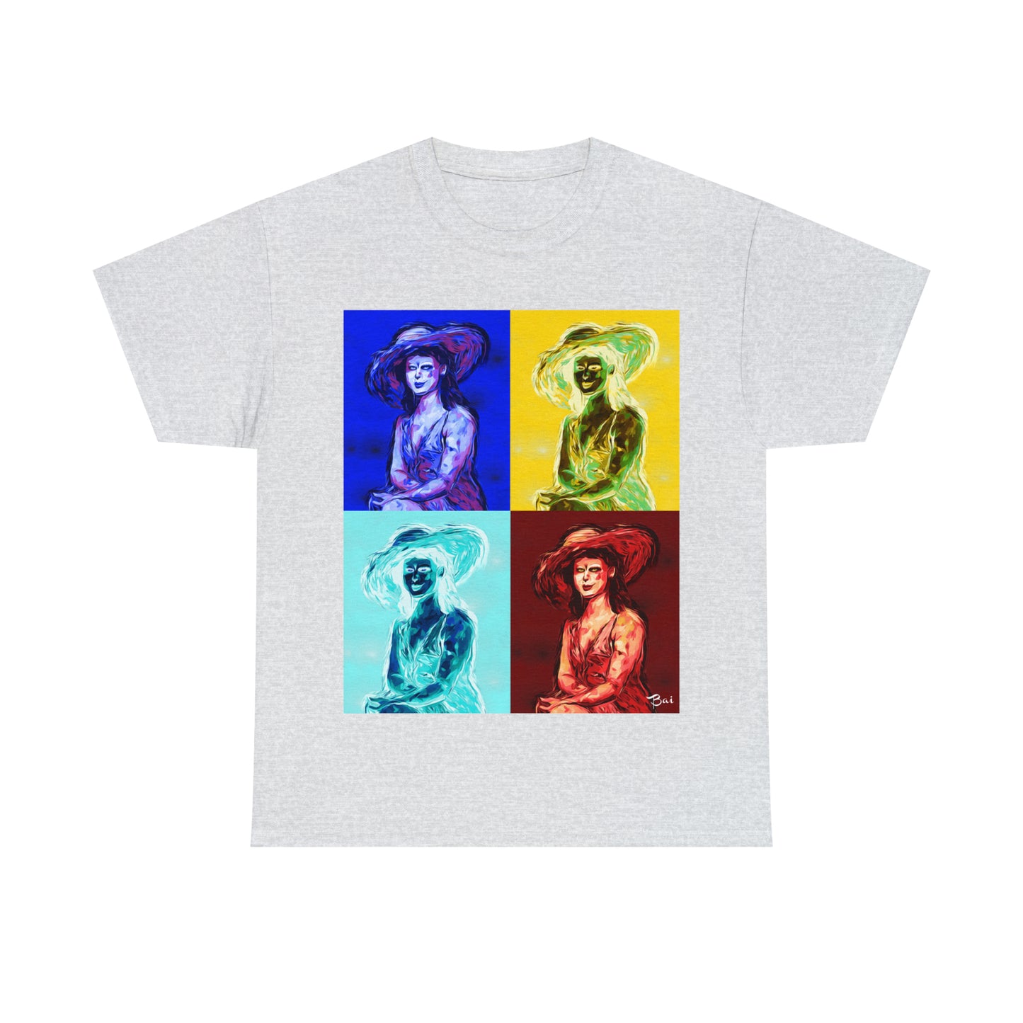 LADY IN SUN HAT (a Warhol Interpretation) - Airt on a Shirt  - Unisex Heavy Cotton Tee - AUS