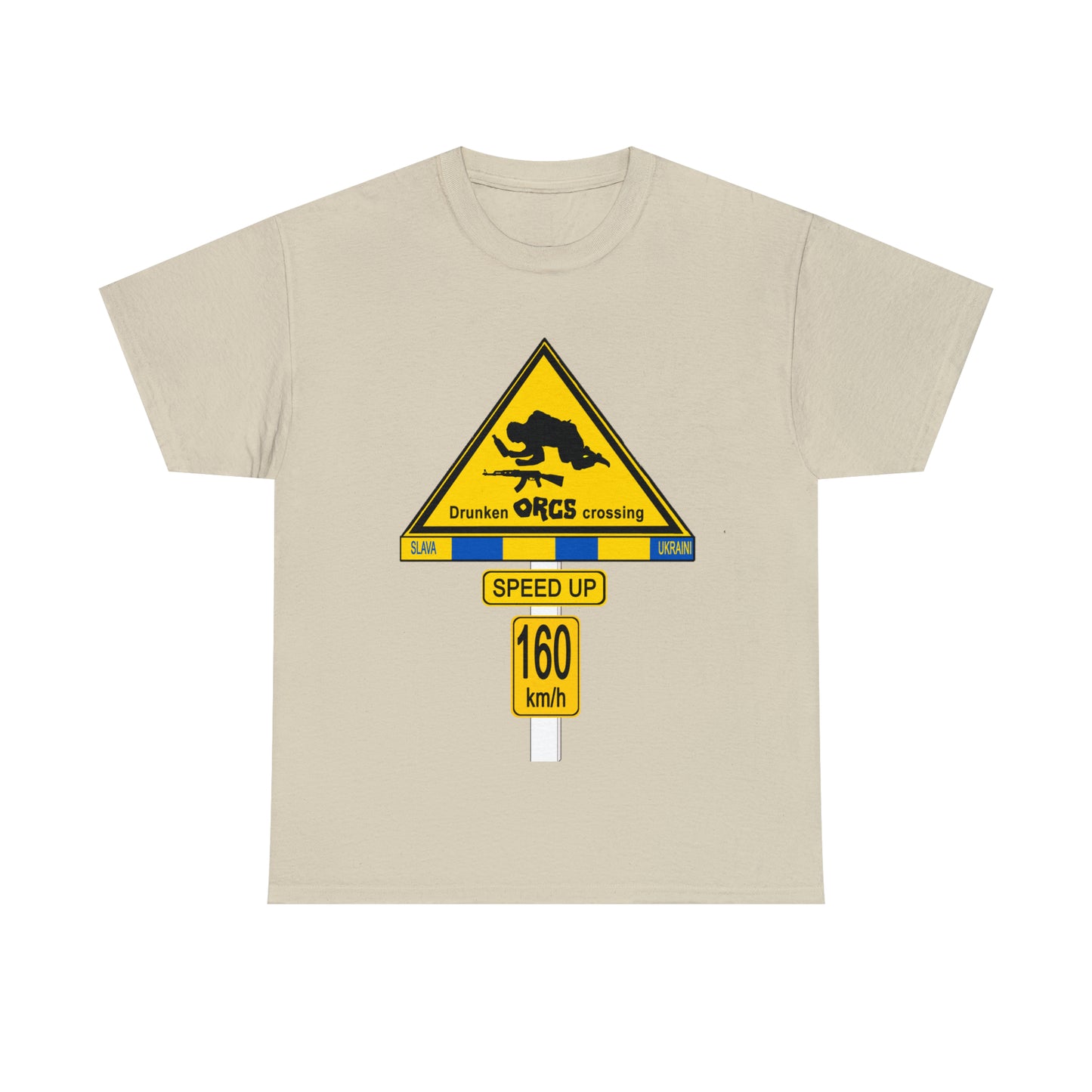 DRU**** ORCS CROSSING UKRAINE SUPPORTER T-SHIRT - Unisex Heavy Cotton Tee - AUS