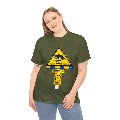 DRU**** ORCS CROSSING UKRAINE SUPPORTER T-SHIRT - Unisex Heavy Cotton Tee - AUS
