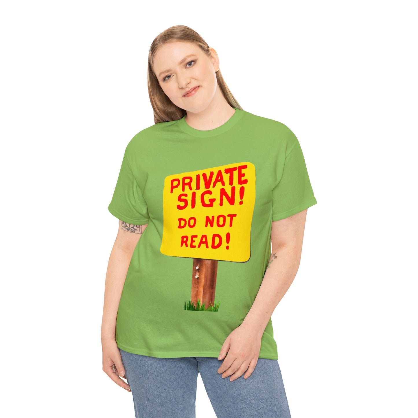 PRIVATE SIGN! DO NOT READ! Silly Sign - Unisex Heavy Cotton Tee - AUS
