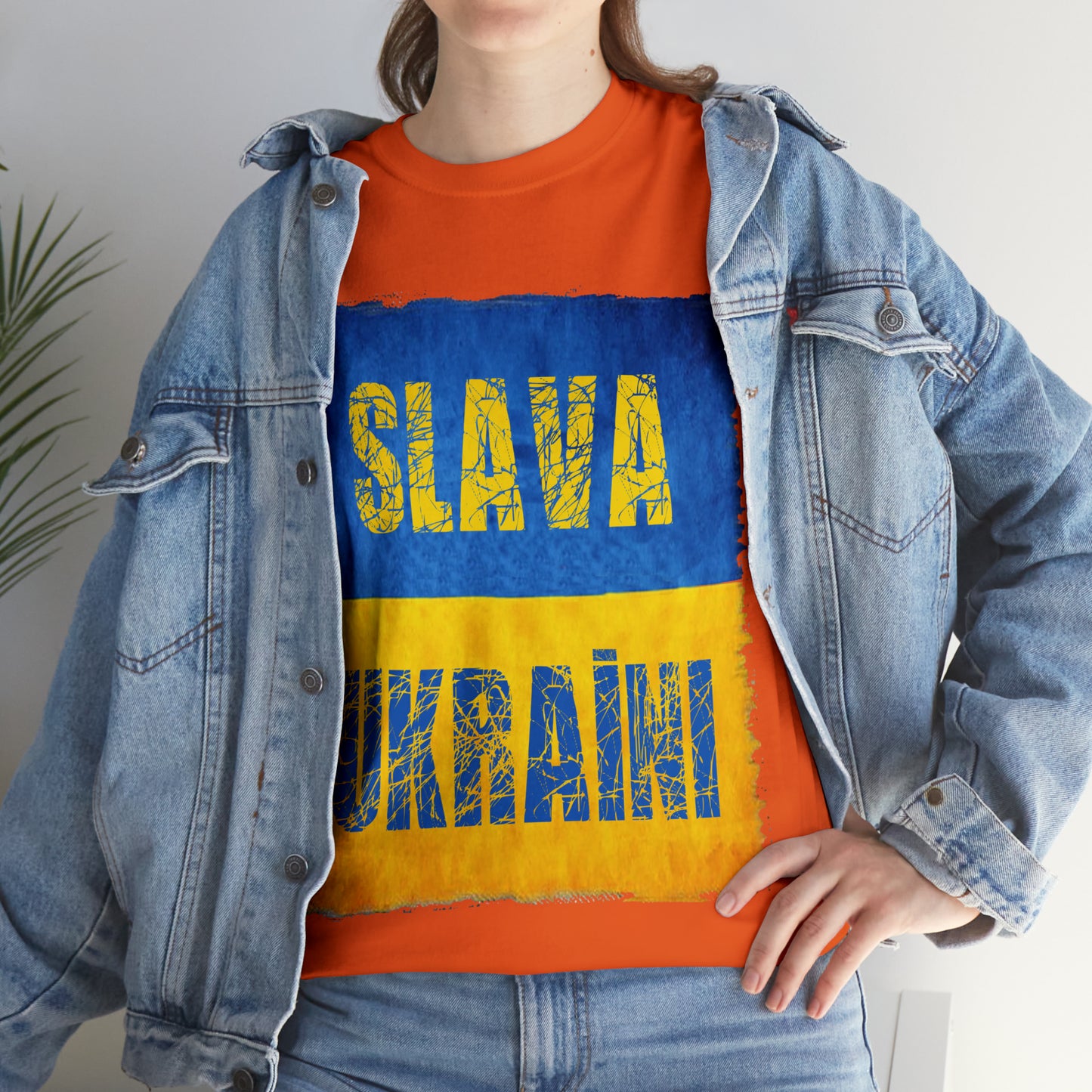 "SLAVA UKRAINI" FLAG - Unisex Heavy Cotton Tee