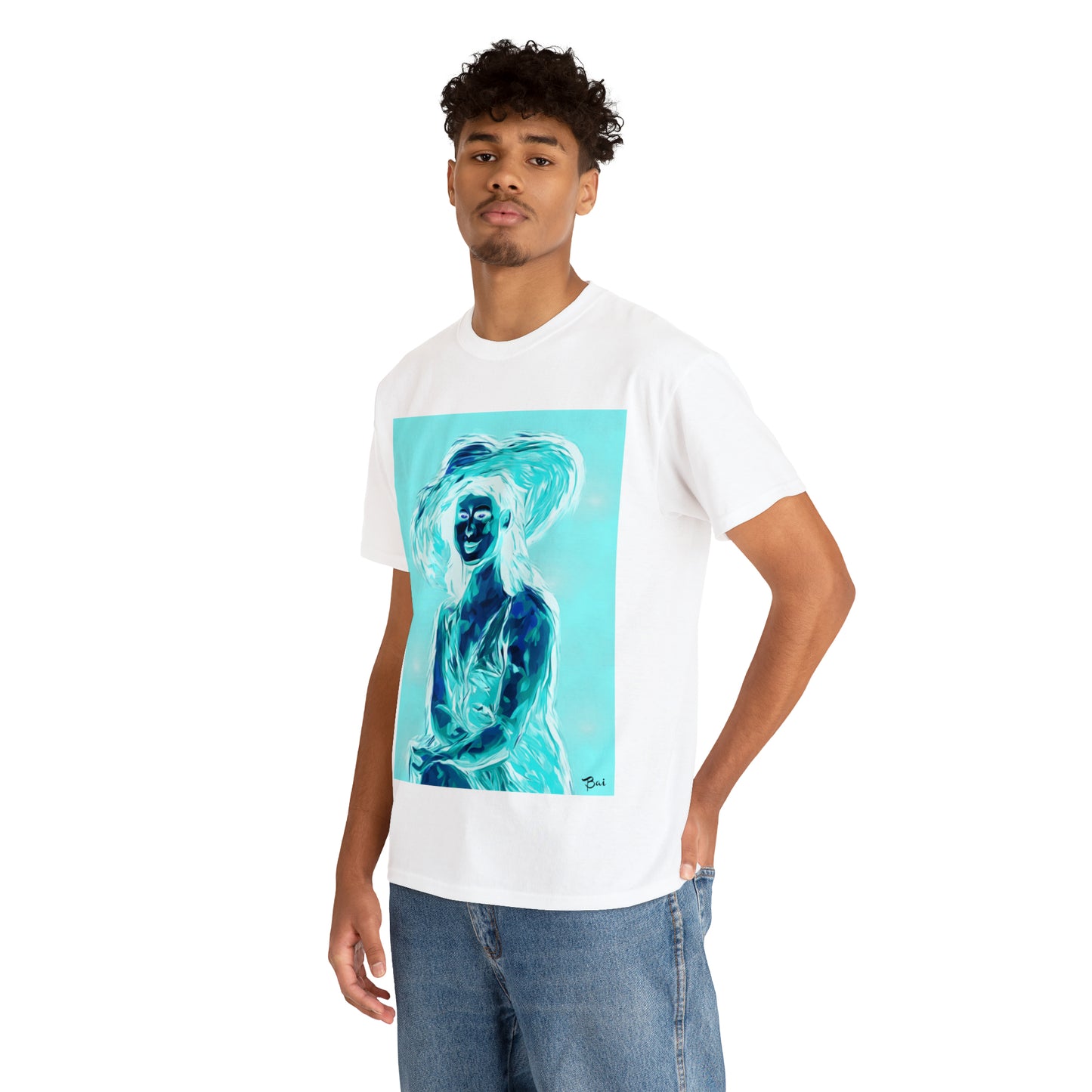 LADY IN SUN HAT (an Inversion in Red) - Airt on a Shirt  - Unisex Heavy Cotton Tee - AUS