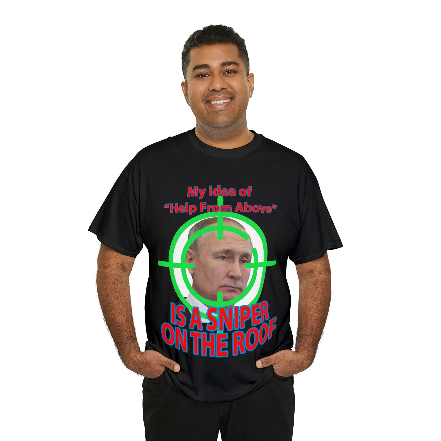 Help from Above SNIPER ON THE ROOF - Funny Unisex Heavy Cotton Tee - AUS