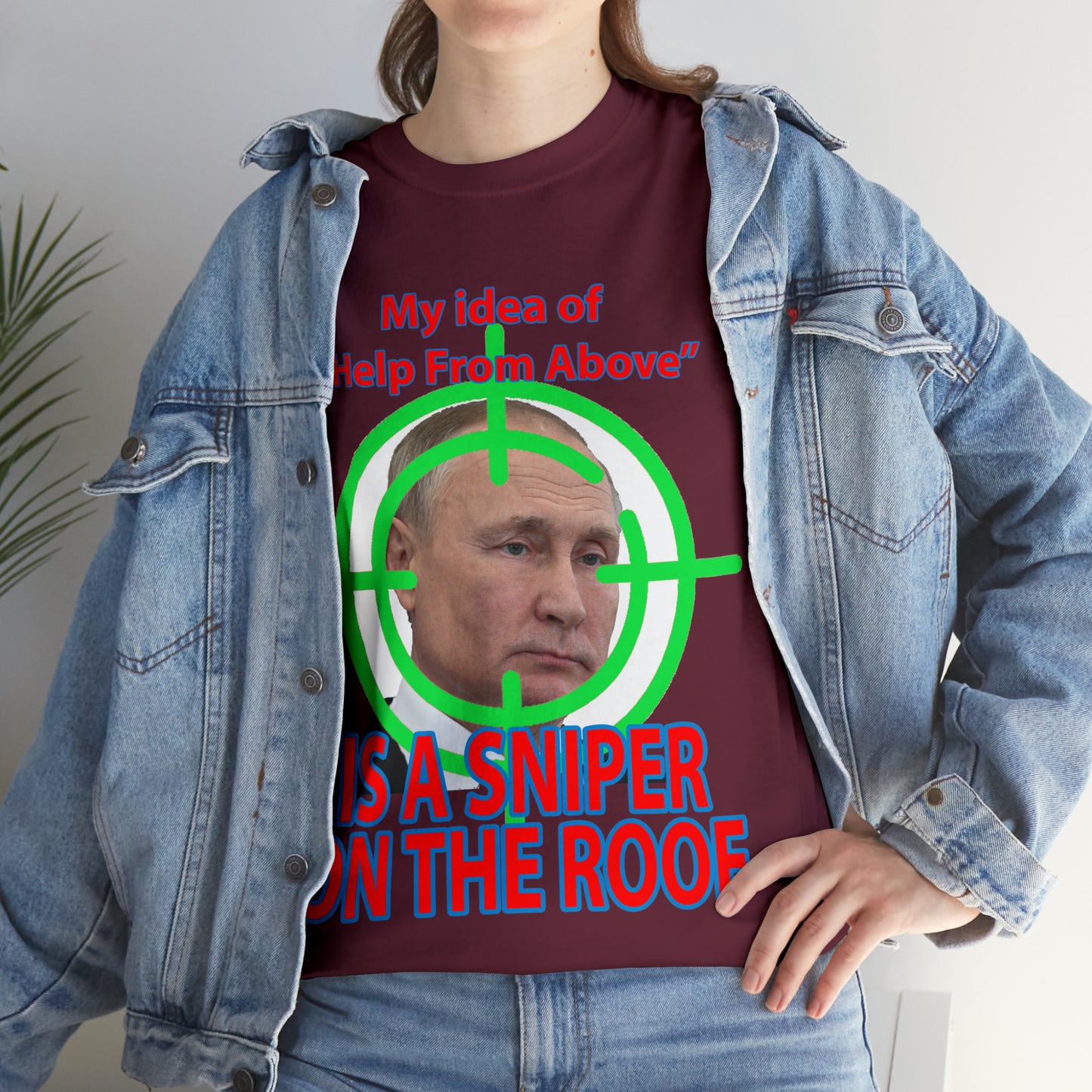 Help from Above SNIPER ON THE ROOF - Funny Unisex Heavy Cotton Tee - AUS