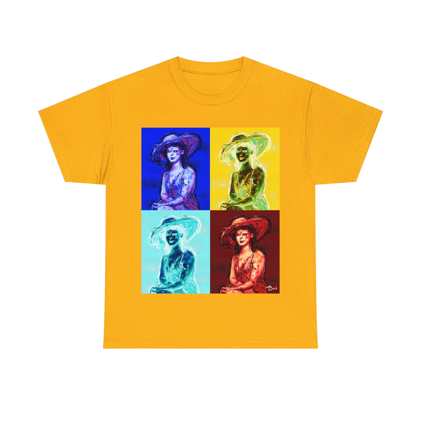 LADY IN SUN HAT (a Warhol Interpretation) - Airt on a Shirt  - Unisex Heavy Cotton Tee - AUS