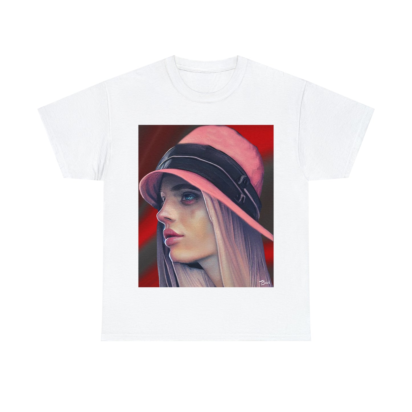 LADY IN PINK HAT - Airt on a Shirt  - Unisex Heavy Cotton Tee - AUS