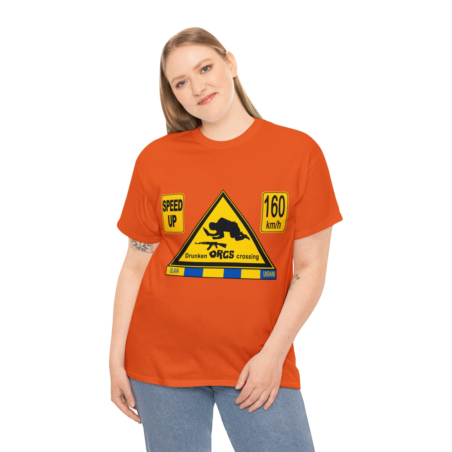 DRU**** ORCS CROSSING - 160 Km/h/SPEED UP - Unisex Heavy Cotton Tee - AUS