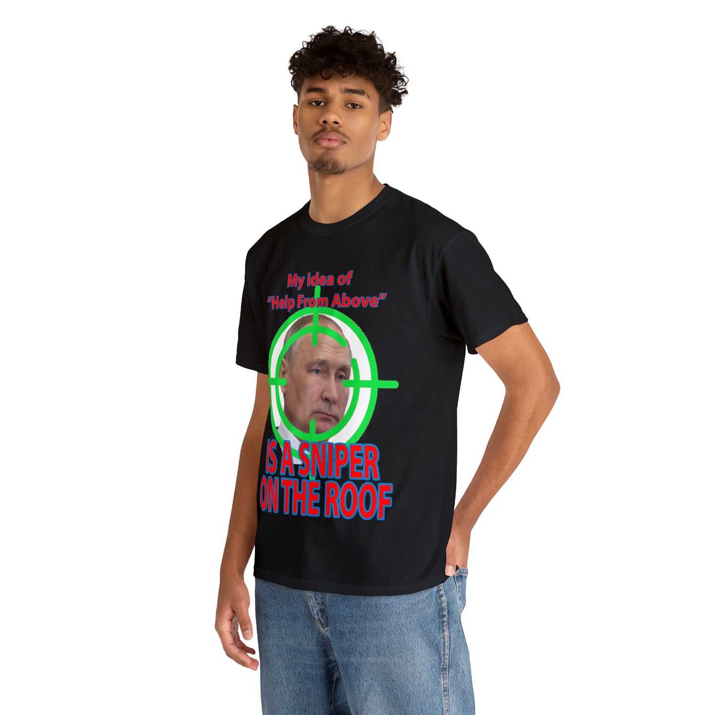 Help from Above SNIPER ON THE ROOF - Funny Unisex Heavy Cotton Tee - AUS