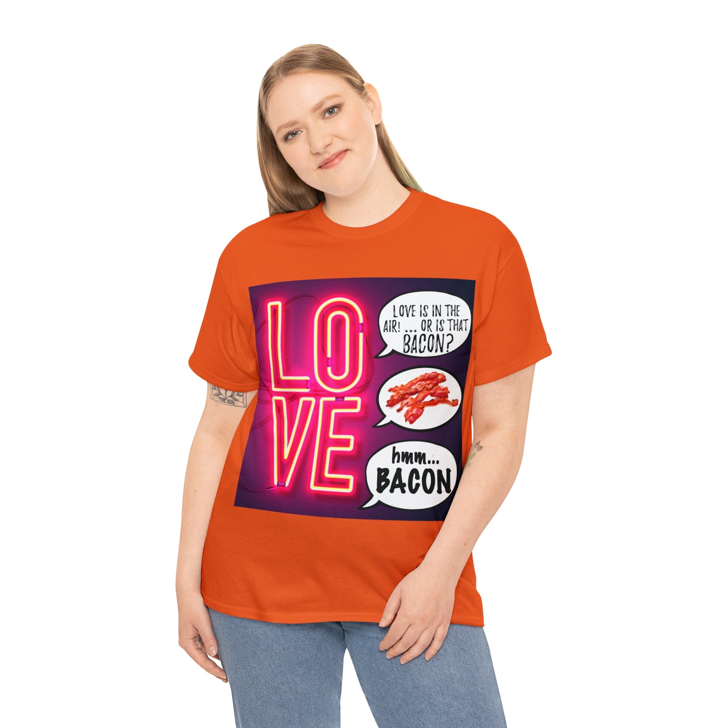 LOVE in in the AIR... or is that BACON? - Unisex Heavy Cotton Tee