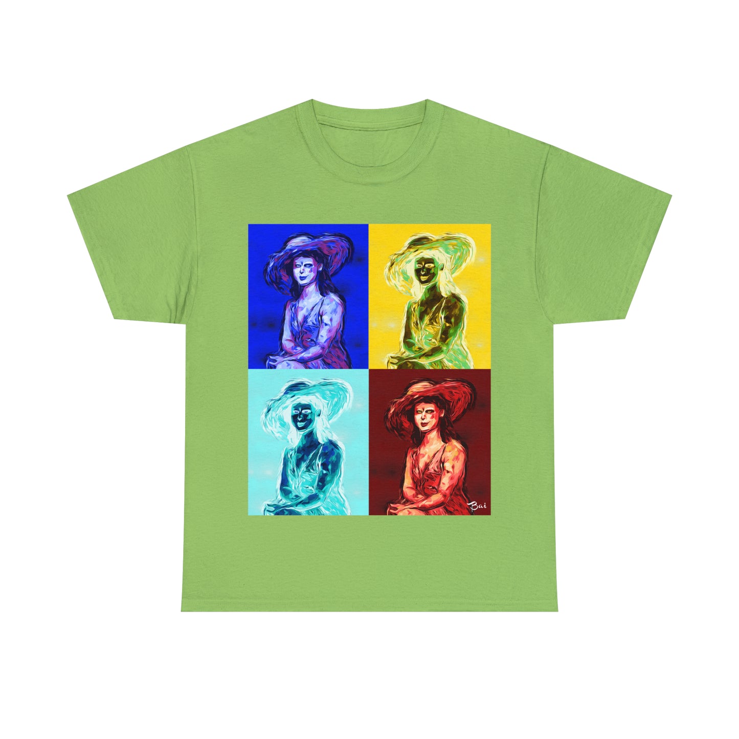 LADY IN SUN HAT (a Warhol Interpretation) - Airt on a Shirt  - Unisex Heavy Cotton Tee - AUS