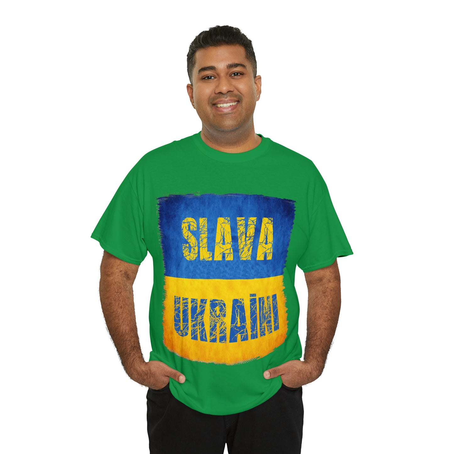 "SLAVA UKRAINI" FLAG - Unisex Heavy Cotton Tee